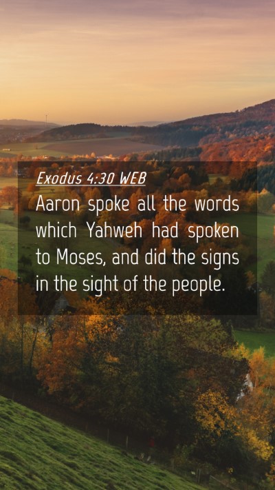 Picture 04 - Exodus 4:30 WEB Mobile Phone Wallpaper - Aaron spoke all the words which Yahweh had spoken - Mobile Bible Verse Wallpaper