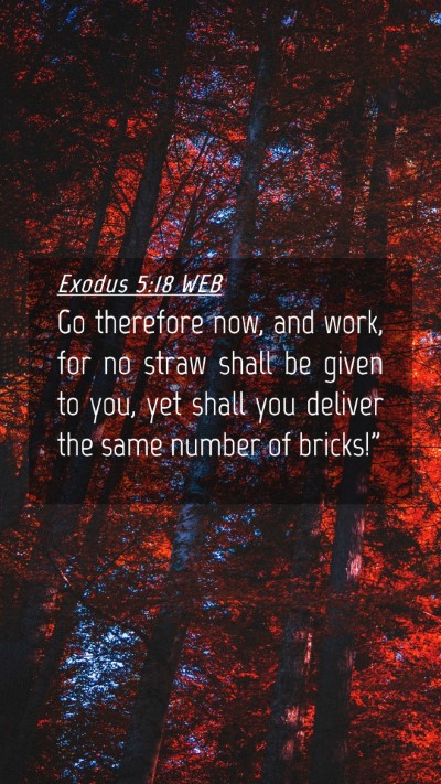 Picture 04 - Exodus 5:18 WEB Mobile Phone Wallpaper - Go therefore now, and work, for no straw shall be - Mobile Bible Verse Wallpaper