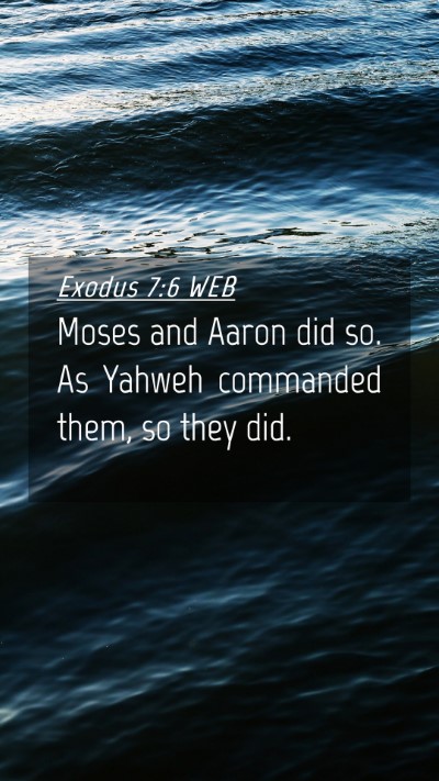 Picture 04 - Exodus 7:6 WEB Mobile Phone Wallpaper - Moses and Aaron did so. As Yahweh commanded them, - Mobile Bible Verse Wallpaper