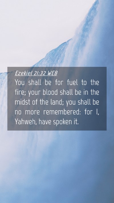 Picture 04 - Ezekiel 21:32 WEB Mobile Phone Wallpaper - You shall be for fuel to the fire; your blood - Mobile Bible Verse Wallpaper