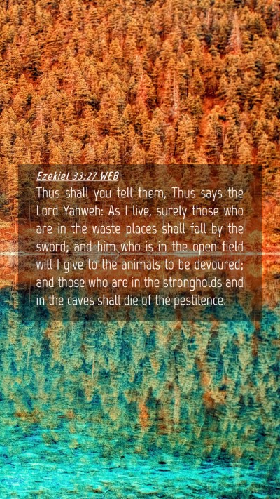 Picture 04 - Ezekiel 33:27 WEB Mobile Phone Wallpaper - Thus shall you tell them, Thus says the Lord - Mobile Bible Verse Wallpaper