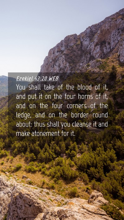 Picture 04 - Ezekiel 43:20 WEB Mobile Phone Wallpaper - You shall take of the blood of it, and put it on - Mobile Bible Verse Wallpaper