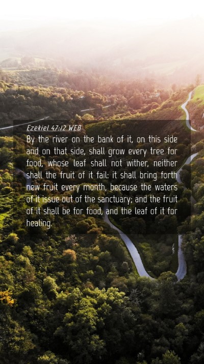 Picture 04 - Ezekiel 47:12 WEB Mobile Phone Wallpaper - By the river on the bank of it, on this side and - Mobile Bible Verse Wallpaper