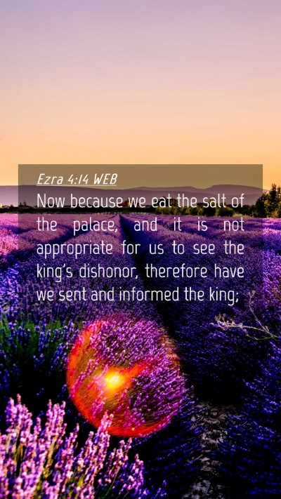 Picture 04 - Ezra 4:14 WEB Mobile Phone Wallpaper - Now because we eat the salt of the palace, and it - Mobile Bible Verse Wallpaper