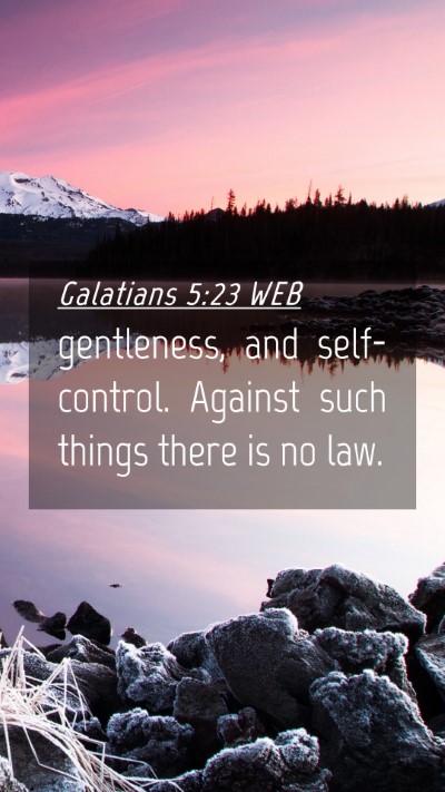 Picture 04 - Galatians 5:23 WEB Mobile Phone Wallpaper - gentleness, and self-control. Against such things - Mobile Bible Verse Wallpaper