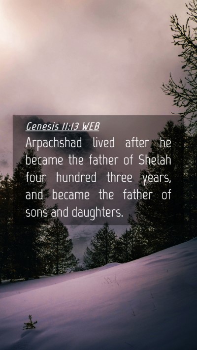 Picture 04 - Genesis 11:13 WEB Mobile Phone Wallpaper - Arpachshad lived after he became the father of - Mobile Bible Verse Wallpaper