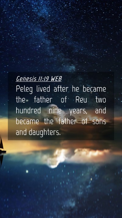 Picture 04 - Genesis 11:19 WEB Mobile Phone Wallpaper - Peleg lived after he became the father of Reu two - Mobile Bible Verse Wallpaper