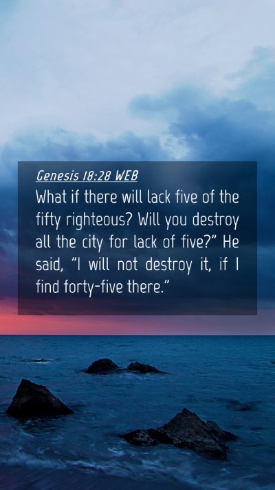 Picture 04 - Genesis 18:28 WEB Mobile Phone Wallpaper - What if there will lack five of the fifty - Mobile Bible Verse Wallpaper