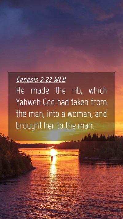 Picture 04 - Genesis 2:22 WEB Mobile Phone Wallpaper - He made the rib, which Yahweh God had taken from - Mobile Bible Verse Wallpaper