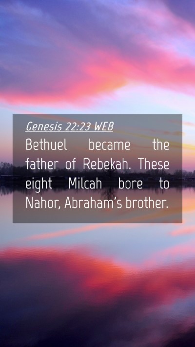 Picture 04 - Genesis 22:23 WEB Mobile Phone Wallpaper - Bethuel became the father of Rebekah. These eight - Mobile Bible Verse Wallpaper