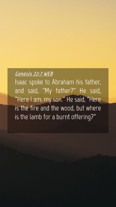Picture 04 - Genesis 22:7 WEB Mobile Phone Wallpaper - Isaac spoke to Abraham his father, and said, 