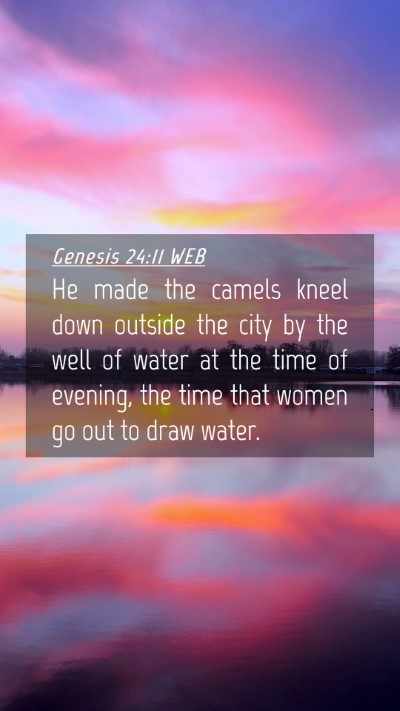 Picture 04 - Genesis 24:11 WEB Mobile Phone Wallpaper - He made the camels kneel down outside the city by - Mobile Bible Verse Wallpaper