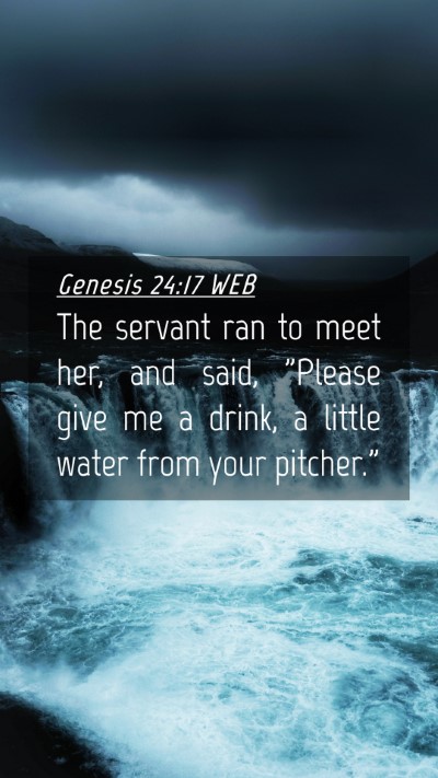 Picture 04 - Genesis 24:17 WEB Mobile Phone Wallpaper - The servant ran to meet her, and said, 