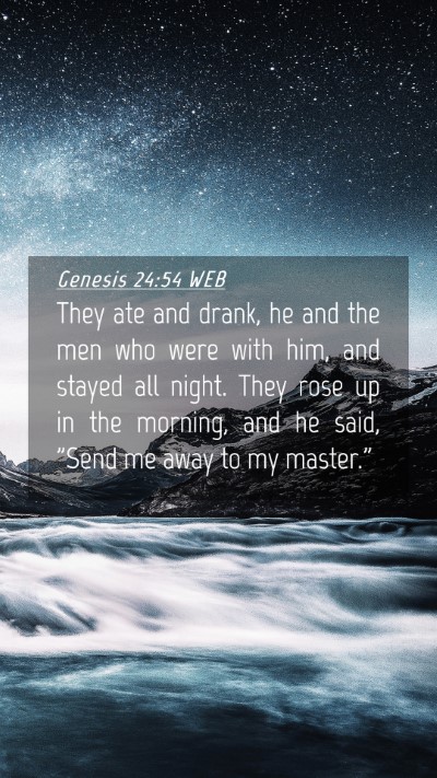 Picture 04 - Genesis 24:54 WEB Mobile Phone Wallpaper - They ate and drank, he and the men who were with - Mobile Bible Verse Wallpaper