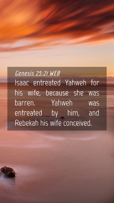 Picture 04 - Genesis 25:21 WEB Mobile Phone Wallpaper - Isaac entreated Yahweh for his wife, because she - Mobile Bible Verse Wallpaper