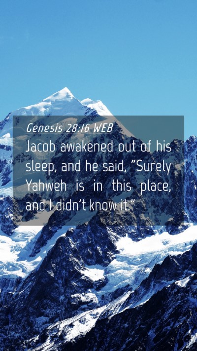 Picture 04 - Genesis 28:16 WEB Mobile Phone Wallpaper - Jacob awakened out of his sleep, and he said, - Mobile Bible Verse Wallpaper