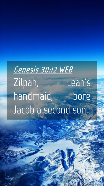Picture 04 - Genesis 30:12 WEB Mobile Phone Wallpaper - Zilpah, Leah's handmaid, bore Jacob a second - Mobile Bible Verse Wallpaper