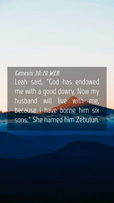Picture 04 - Genesis 30:20 WEB Mobile Phone Wallpaper - Leah said, 