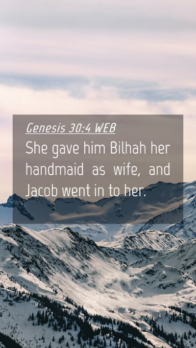 Picture 04 - Genesis 30:4 WEB Mobile Phone Wallpaper - She gave him Bilhah her handmaid as wife, and - Mobile Bible Verse Wallpaper