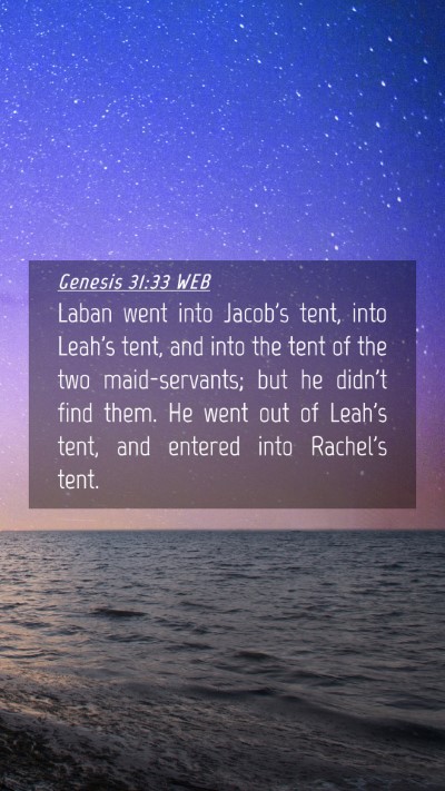 Picture 04 - Genesis 31:33 WEB Mobile Phone Wallpaper - Laban went into Jacob's tent, into Leah's tent, - Mobile Bible Verse Wallpaper