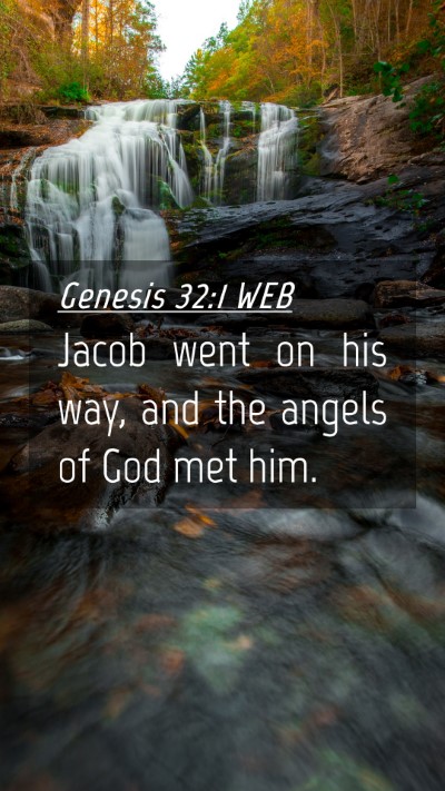 Picture 04 - Genesis 32:1 WEB Mobile Phone Wallpaper - Jacob went on his way, and the angels of God met - Mobile Bible Verse Wallpaper