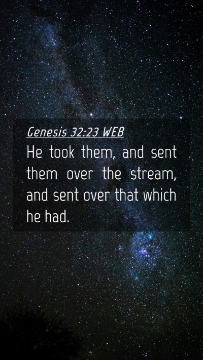 Picture 04 - Genesis 32:23 WEB Mobile Phone Wallpaper - He took them, and sent them over the stream, and - Mobile Bible Verse Wallpaper