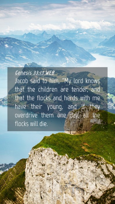 Picture 04 - Genesis 33:13 WEB Mobile Phone Wallpaper - Jacob said to him, 