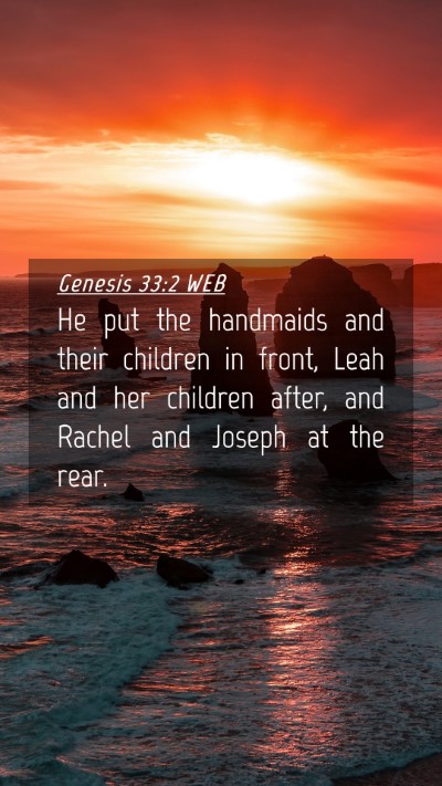 Picture 04 - Genesis 33:2 WEB Mobile Phone Wallpaper - He put the handmaids and their children in front, - Mobile Bible Verse Wallpaper