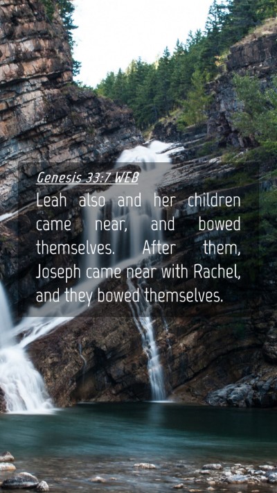 Picture 04 - Genesis 33:7 WEB Mobile Phone Wallpaper - Leah also and her children came near, and bowed - Mobile Bible Verse Wallpaper
