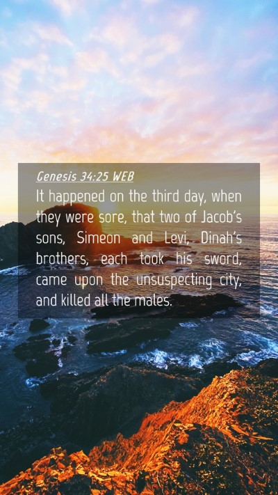 Picture 04 - Genesis 34:25 WEB Mobile Phone Wallpaper - It happened on the third day, when they were - Mobile Bible Verse Wallpaper