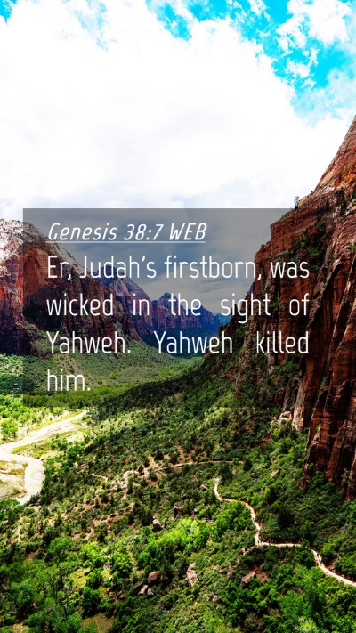 Picture 04 - Genesis 38:7 WEB Mobile Phone Wallpaper - Er, Judah's firstborn, was wicked in the sight of - Mobile Bible Verse Wallpaper
