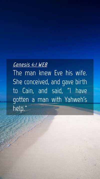 Picture 04 - Genesis 4:1 WEB Mobile Phone Wallpaper - The man knew Eve his wife. She conceived, and - Mobile Bible Verse Wallpaper
