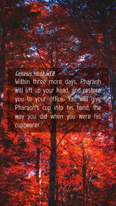 Picture 04 - Genesis 40:13 WEB Mobile Phone Wallpaper - Within three more days, Pharaoh will lift up your - Mobile Bible Verse Wallpaper