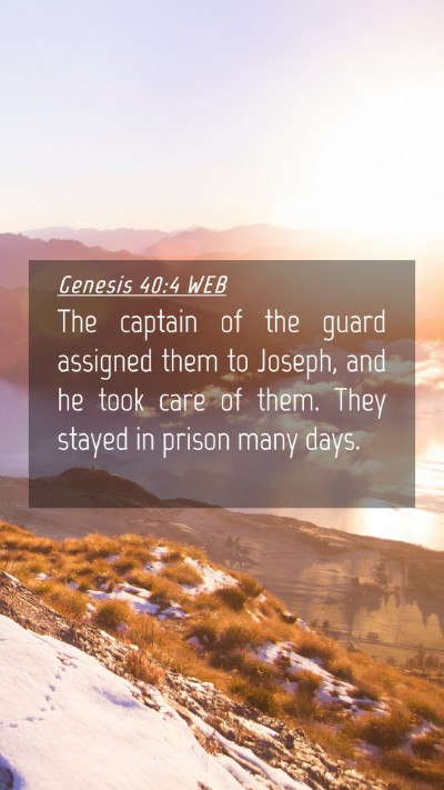 Picture 04 - Genesis 40:4 WEB Mobile Phone Wallpaper - The captain of the guard assigned them to Joseph, - Mobile Bible Verse Wallpaper