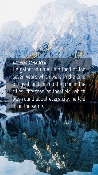 Picture 04 - Genesis 41:48 WEB Mobile Phone Wallpaper - He gathered up all the food of the seven years - Mobile Bible Verse Wallpaper