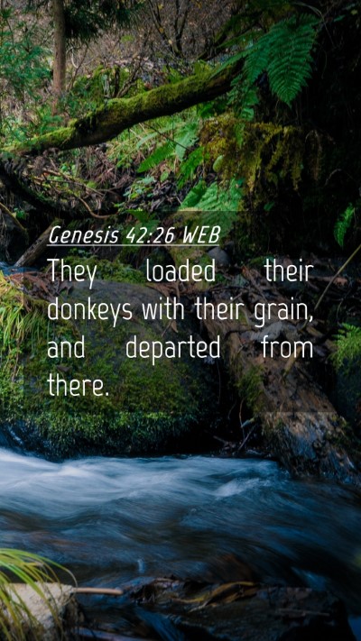 Picture 04 - Genesis 42:26 WEB Mobile Phone Wallpaper - They loaded their donkeys with their grain, and - Mobile Bible Verse Wallpaper