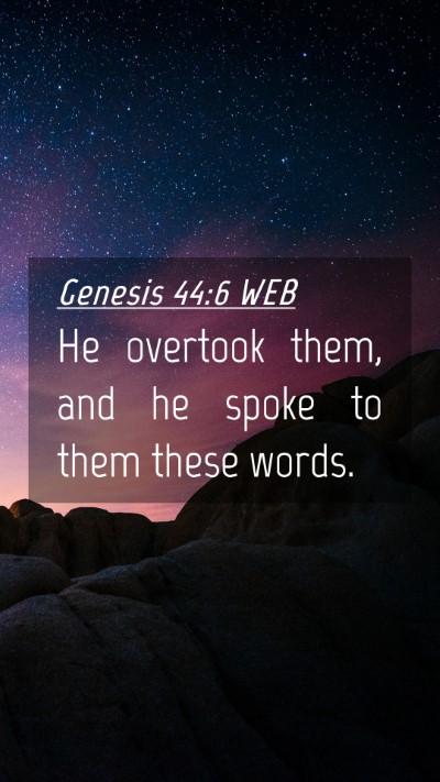 Picture 04 - Genesis 44:6 WEB Mobile Phone Wallpaper - He overtook them, and he spoke to them these - Mobile Bible Verse Wallpaper