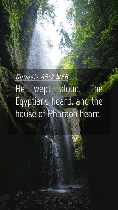 Picture 04 - Genesis 45:2 WEB Mobile Phone Wallpaper - He wept aloud. The Egyptians heard, and the house - Mobile Bible Verse Wallpaper