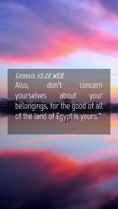 Picture 04 - Genesis 45:20 WEB Mobile Phone Wallpaper - Also, don't concern yourselves about your - Mobile Bible Verse Wallpaper