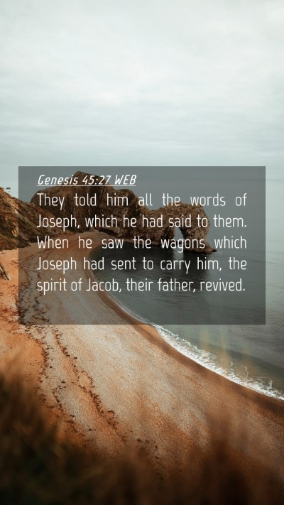 Picture 04 - Genesis 45:27 WEB Mobile Phone Wallpaper - They told him all the words of Joseph, which he - Mobile Bible Verse Wallpaper