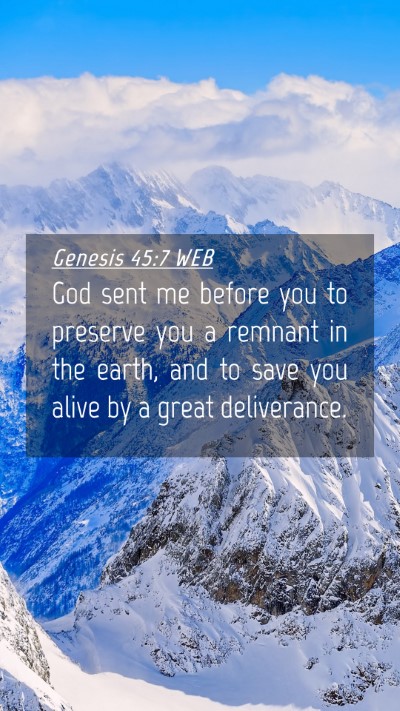 Picture 04 - Genesis 45:7 WEB Mobile Phone Wallpaper - God sent me before you to preserve you a remnant - Mobile Bible Verse Wallpaper