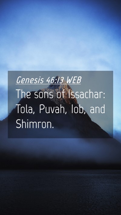 Picture 04 - Genesis 46:13 WEB Mobile Phone Wallpaper - The sons of Issachar: Tola, Puvah, Iob, and - Mobile Bible Verse Wallpaper