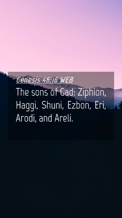Picture 04 - Genesis 46:16 WEB Mobile Phone Wallpaper - The sons of Gad: Ziphion, Haggi, Shuni, Ezbon, - Mobile Bible Verse Wallpaper