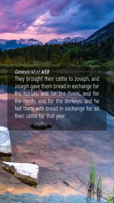Picture 04 - Genesis 47:17 WEB Mobile Phone Wallpaper - They brought their cattle to Joseph, and Joseph - Mobile Bible Verse Wallpaper