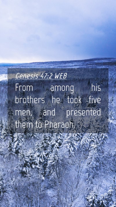 Picture 04 - Genesis 47:2 WEB Mobile Phone Wallpaper - From among his brothers he took five men, and - Mobile Bible Verse Wallpaper