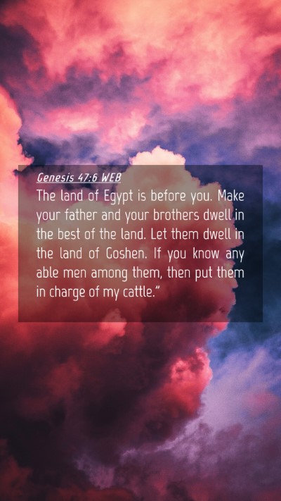 Picture 04 - Genesis 47:6 WEB Mobile Phone Wallpaper - The land of Egypt is before you. Make your father - Mobile Bible Verse Wallpaper