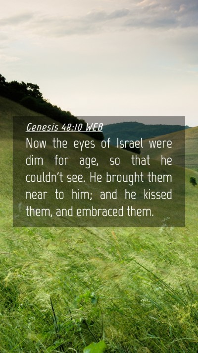 Picture 04 - Genesis 48:10 WEB Mobile Phone Wallpaper - Now the eyes of Israel were dim for age, so that - Mobile Bible Verse Wallpaper