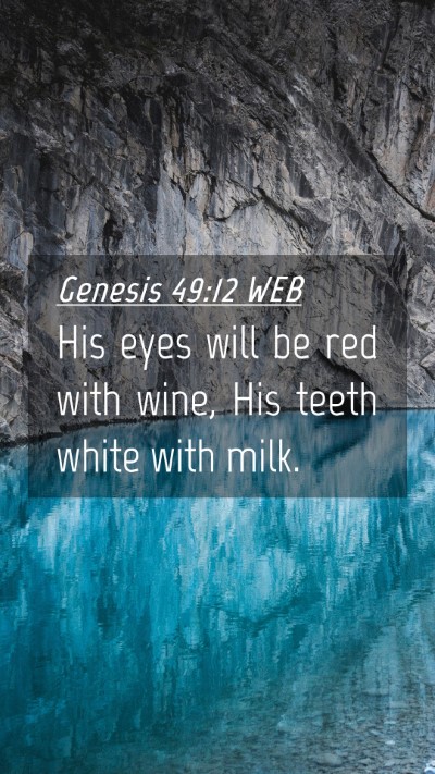 Picture 04 - Genesis 49:12 WEB Mobile Phone Wallpaper - His eyes will be red with wine, His teeth white - Mobile Bible Verse Wallpaper