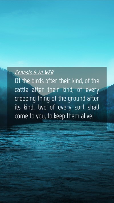 Picture 04 - Genesis 6:20 WEB Mobile Phone Wallpaper - Of the birds after their kind, of the cattle - Mobile Bible Verse Wallpaper