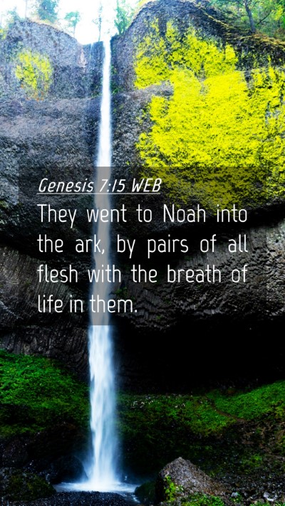Picture 04 - Genesis 7:15 WEB Mobile Phone Wallpaper - They went to Noah into the ark, by pairs of all - Mobile Bible Verse Wallpaper